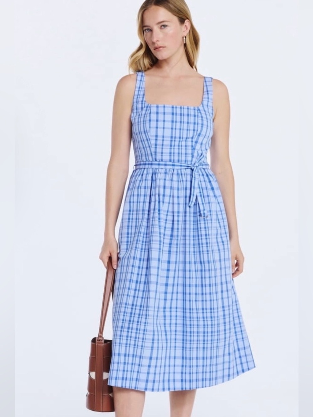 Free Assembly Women’s Sleeveless Belted Cotton Midi Dress